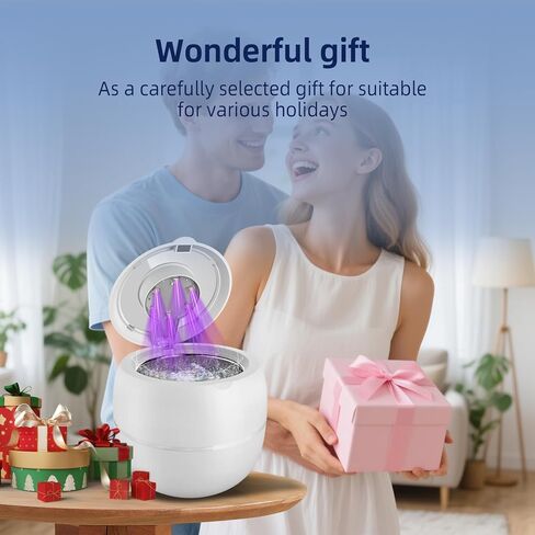 Wireless Ultrasonic Retainer Cleaner Machine 48kHz 210ML Ultrasonic Cleaner, Dental Cleaning Pod with 6 UV Lamps, Digital Timer, 4 Modes, UV Cleaner for Dentures, Aligners, Braces, Jewelry in Saudi Arabia