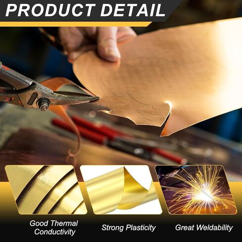 uxcell Brass Sheet Roll, 40" x 8" x 0.016" Metal Flashing Brass Foil Roll for Crafting, Electrical DIY Projects Repairs, Gold in Saudi Arabia