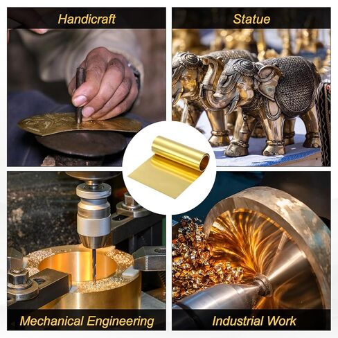 uxcell Brass Sheet Roll, 40" x 8" x 0.016" Metal Flashing Brass Foil Roll for Crafting, Electrical DIY Projects Repairs, Gold in Saudi Arabia