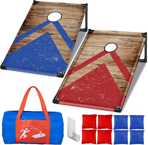 NZQXJXZ Portable Cornhole Board Set with 8 Bean Bags - 3x2 Ft Corn Hole Toss Game for Indoor and Outdoor Parties, Ideal for Kids, Adults, Beach, Yard and Camping in Kuwait