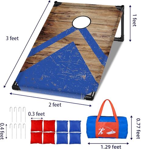 NZQXJXZ Portable Cornhole Board Set with 8 Bean Bags - 3x2 Ft Corn Hole Toss Game for Indoor and Outdoor Parties, Ideal for Kids, Adults, Beach, Yard and Camping in Kuwait