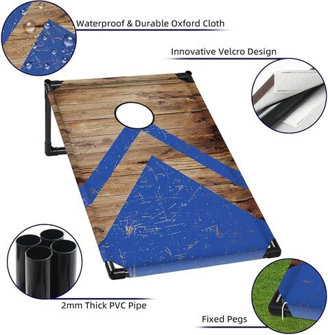 NZQXJXZ Portable Cornhole Board Set with 8 Bean Bags - 3x2 Ft Corn Hole Toss Game for Indoor and Outdoor Parties, Ideal for Kids, Adults, Beach, Yard and Camping in Kuwait