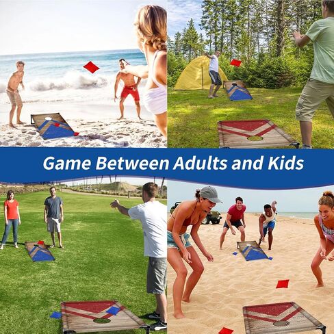 NZQXJXZ Portable Cornhole Board Set with 8 Bean Bags - 3x2 Ft Corn Hole Toss Game for Indoor and Outdoor Parties, Ideal for Kids, Adults, Beach, Yard and Camping in Kuwait