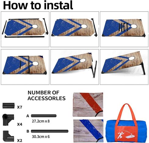 NZQXJXZ Portable Cornhole Board Set with 8 Bean Bags - 3x2 Ft Corn Hole Toss Game for Indoor and Outdoor Parties, Ideal for Kids, Adults, Beach, Yard and Camping in Kuwait