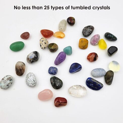 مجموعة 100 قطعة + (0.7 رطل) من الأحجار الكريمة والكريستال، 25 نوعًا من بلورات الأحجار المصقولة لصنع المجوهرات، أحجار الشاكرا والصخور والمعادن (0.7 رطل/100-120 قطعة) in Kuwait