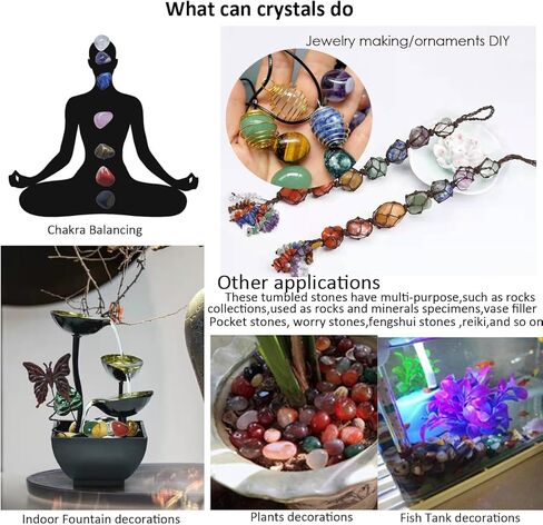 مجموعة 100 قطعة + (0.7 رطل) من الأحجار الكريمة والكريستال، 25 نوعًا من بلورات الأحجار المصقولة لصنع المجوهرات، أحجار الشاكرا والصخور والمعادن (0.7 رطل/100-120 قطعة) in Kuwait