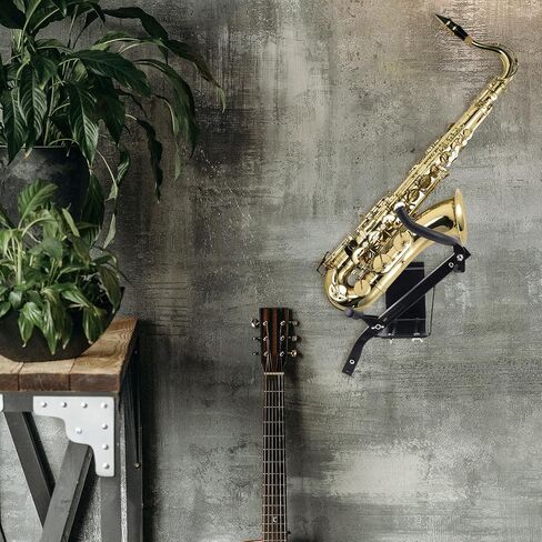 Wall-mounted Saxophone Stand Bracket for Alto and Tenor Saxophones, Wind Instrument Hook Holder with Slot Panel, Musical Instrument Display Rack for Home Use in Kuwait