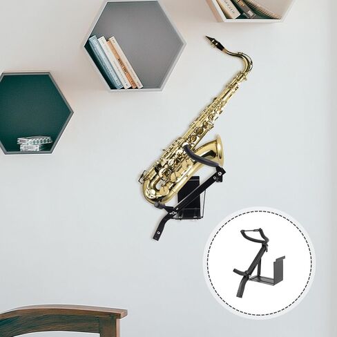Wall-mounted Saxophone Stand Bracket for Alto and Tenor Saxophones, Wind Instrument Hook Holder with Slot Panel, Musical Instrument Display Rack for Home Use in Kuwait