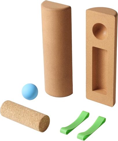 4-in-1 Cork Balance Board for Foot & Ankle Strength – Dual Half-Cylinder Trainer with Roller & Massage Ball – Non-Slip Natural Cork Stability Board for Mobility, Balance & Home Rehab Exercises in Kuwait