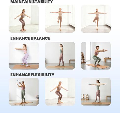 4-in-1 Cork Balance Board for Foot & Ankle Strength – Dual Half-Cylinder Trainer with Roller & Massage Ball – Non-Slip Natural Cork Stability Board for Mobility, Balance & Home Rehab Exercises in Kuwait