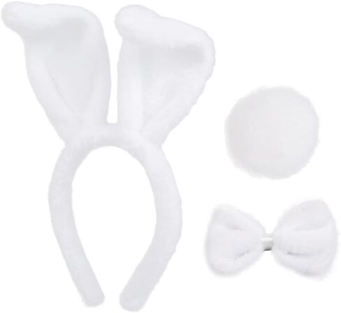 WOVOWOVO White Bunny Ears and Tail Easter Bunny Ears Headband Easter Bunny Costume in Saudi Arabia