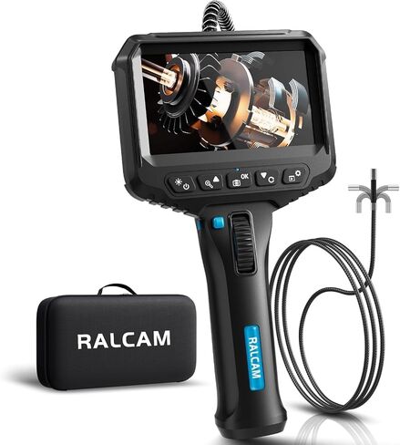 Ralcam Articulating Borescope Endoscope Camera with Light, 210° Dual-Direction Snake Camera for Automotive Inspection, 6.2mm Probe, 4.3" HD Screen, 6 Adjustable LEDs, IP67 Waterproof Semi-Rigid Cable in Kuwait