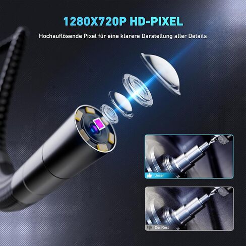 Ralcam Articulating Borescope Endoscope Camera with Light, 210° Dual-Direction Snake Camera for Automotive Inspection, 6.2mm Probe, 4.3" HD Screen, 6 Adjustable LEDs, IP67 Waterproof Semi-Rigid Cable in Kuwait