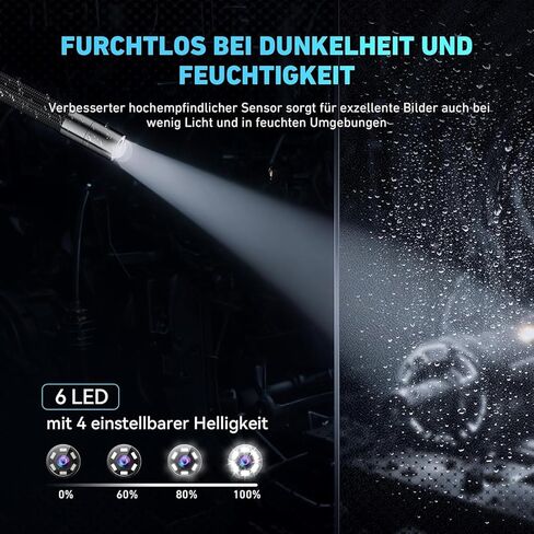 Ralcam Articulating Borescope Endoscope Camera with Light, 210° Dual-Direction Snake Camera for Automotive Inspection, 6.2mm Probe, 4.3" HD Screen, 6 Adjustable LEDs, IP67 Waterproof Semi-Rigid Cable in Kuwait