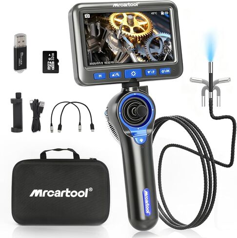 4-Way 360° Articulating Borescope with 6 Light, Endoscope Camera with 6.2mm Probe, 8X Zoom Inspection Camera for Automotive Engine Pipe HVAC in Kuwait