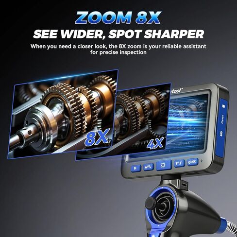 4-Way 360° Articulating Borescope with 6 Light, Endoscope Camera with 6.2mm Probe, 8X Zoom Inspection Camera for Automotive Engine Pipe HVAC in Kuwait