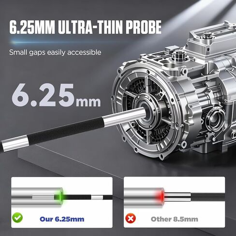 4-Way 360° Articulating Borescope with 6 Light, Endoscope Camera with 6.2mm Probe, 8X Zoom Inspection Camera for Automotive Engine Pipe HVAC in Kuwait
