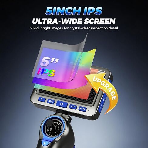 4-Way 360° Articulating Borescope with 6 Light, Endoscope Camera with 6.2mm Probe, 8X Zoom Inspection Camera for Automotive Engine Pipe HVAC in Kuwait