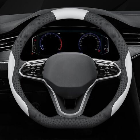 for Mazda MX-5 NB Car Steering Wheel Cover Anti-Slip Breathable Car Steering Wheel Protector Car Accessories Interior,D-Type-White-Black Brown in Kuwait