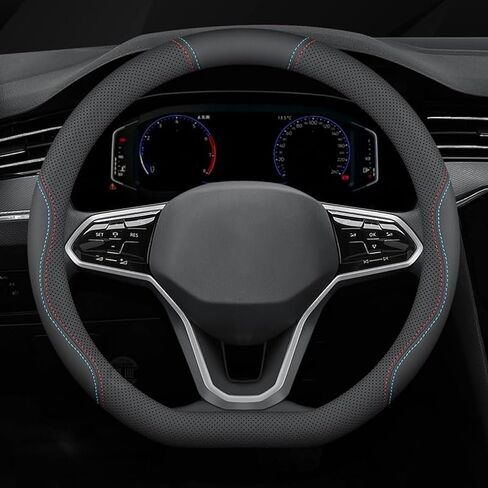 for Toyota GR86 2020-2027 Car Steering Wheel Cover Anti-Slip Breathable Car Steering Wheel Protector Car Accessories Interior,O-Type-Black line in Kuwait