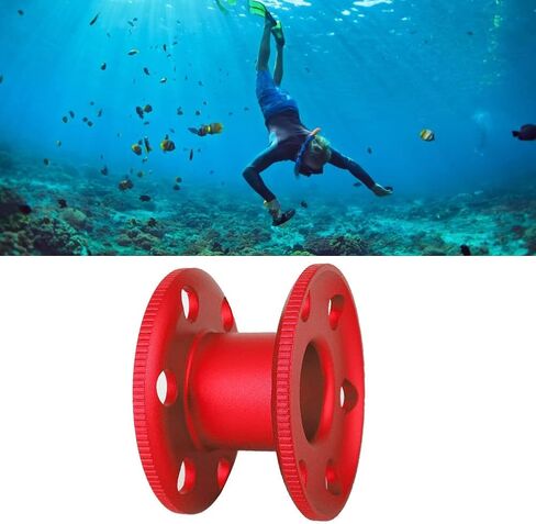 بكرة بكرة إصبع للغوص من سبائك الألومنيوم، سوداء، حجم صغير - مقاومة متينة للتآكل، استخدام مريح مع القفازات، مثالية للغوص الفني والكهف (أحمر) in Kuwait