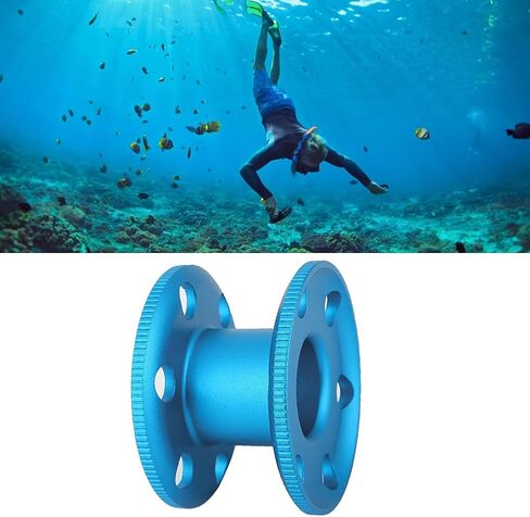 بكرة بكرة إصبع الغوص من سبائك الألومنيوم، سوداء، حجم صغير - مقاومة متينة للتآكل، استخدام مريح مع القفازات، مثالية للغوص الفني والكهف (أزرق) in Kuwait