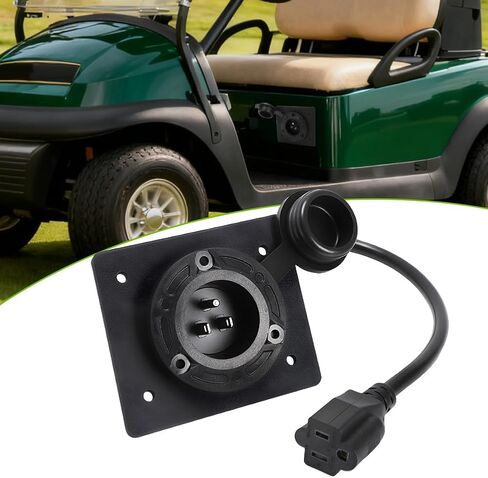 AUTOVIC Charger Port Cover Plate Adapter with 120V Plug for Lithium Battery Compatible with EZGO TXT36 Golf Cart in Kuwait