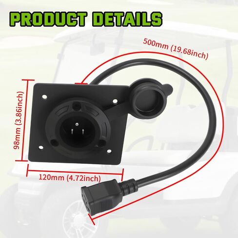 AUTOVIC Charger Port Cover Plate Adapter with 120V Plug for Lithium Battery Compatible with EZGO TXT36 Golf Cart in Kuwait