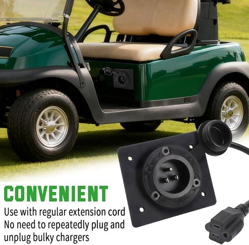 AUTOVIC Charger Port Cover Plate Adapter with 120V Plug for Lithium Battery Compatible with EZGO TXT36 Golf Cart in Kuwait