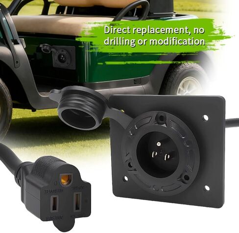 AUTOVIC Charger Port Cover Plate Adapter with 120V Plug for Lithium Battery Compatible with EZGO TXT36 Golf Cart in Kuwait