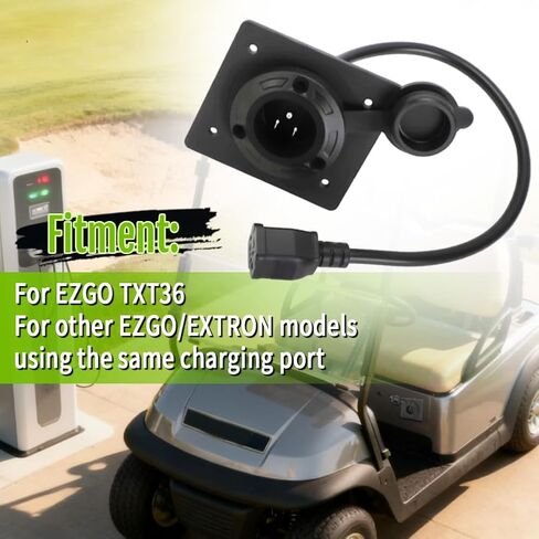 AUTOVIC Charger Port Cover Plate Adapter with 120V Plug for Lithium Battery Compatible with EZGO TXT36 Golf Cart in Kuwait