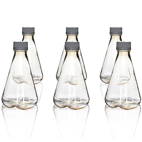 Eisco - Pack of 6, 1L Sterile Polycarbonate Erlenmeyer Flasks, Non-Vented, Baffled Bottom, Gamma Sterilized, USP Class VI, Lab-Grade, Mixing, Cell Culture, Shaker Compatible in Saudi Arabia