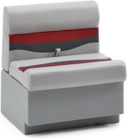 DeckMate Complete 28" Classic Pontoon Boat Seat Bench and Base - Gray, Red and Charcoal in Kuwait