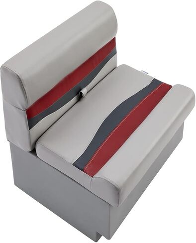 DeckMate Complete 28" Classic Pontoon Boat Seat Bench and Base - Gray, Red and Charcoal in Kuwait