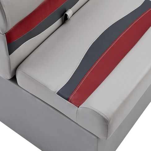 DeckMate Complete 28" Classic Pontoon Boat Seat Bench and Base - Gray, Red and Charcoal in Kuwait