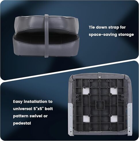 2 Pack Folding Boat Seats, High Back Padded PVC Fishing Chairs with Aluminum Hinge, Water-Resistant Marine Seating for Pontoon, Speedboat, Deck (Dark Gray) in Kuwait