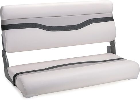 Boat Bench Seat for Fishing Boat, NORTHCAPTAIN Double Folding Boat Seat 2 Person with Marine-Grade Vinyl and PE Frame, Padded Cushion for Bass Boat Jon Boat Pontoon,White/Light Grey/Charcoal in Kuwait