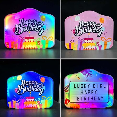 Bottle Service LED Sign & Birthday Light Box, Happy Birthday Theme, Changeable Letters, RGB Color Change, with 4 Sets Letters & 1 Numbers Kit & Remote, Portable for Events & Clubs in Saudi Arabia