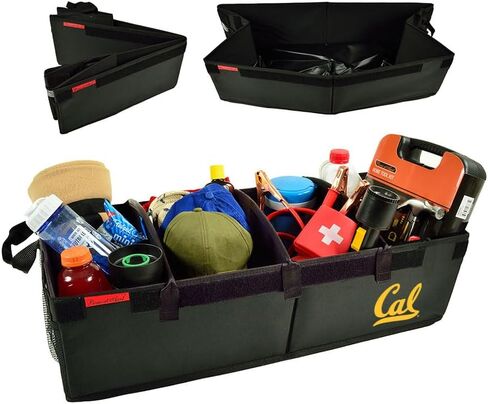 California Berkeley University Licensed Golden Bears Heavy Duty Rigid Base Trunk Organizer -70 LB Capacity - Adjustable Dividers - 30" wide x 15" deep - Designed & Quality Approved in the USA in Saudi Arabia