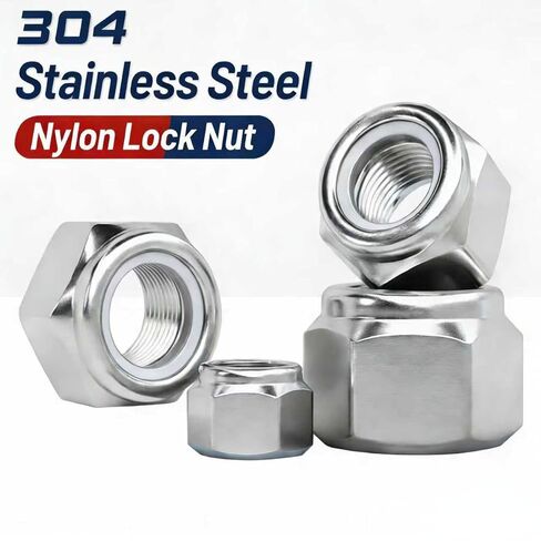 #10-24 صواميل قفل، 60 قطعة 304 (18-8) صواميل قفل من النايلون من الفولاذ المقاوم للصدأ، صواميل نيلوك بخيط قياسي بوصة in Kuwait
