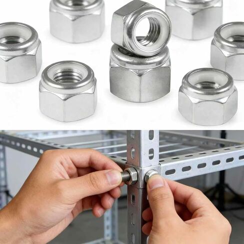 #10-24 صواميل قفل، 60 قطعة 304 (18-8) صواميل قفل من النايلون من الفولاذ المقاوم للصدأ، صواميل نيلوك بخيط قياسي بوصة in Kuwait