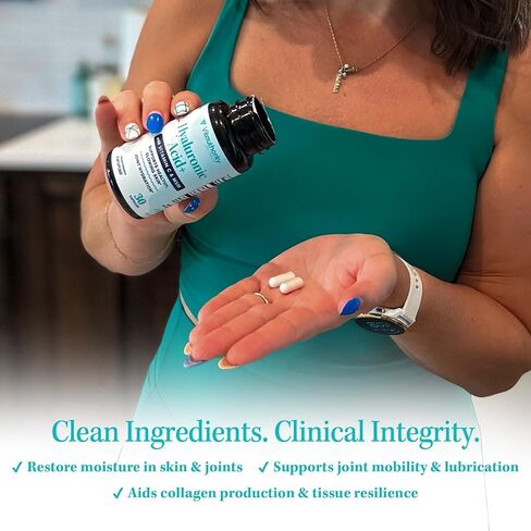 كبسولات حمض الهيالورونيك مع MSM وفيتامين C | 120 ملغ هيالورونات الصوديوم | ترطيب البشرة ومرونتها ودعم الكولاجين | مكمل تجميل نباتي، غير معدّل وراثيًا، مضاد للأكسدة، 30 حصة in Kuwait