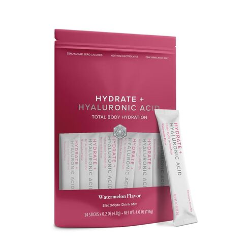 Isagenix Hydrate + حمض الهيالورونيك للمساعدة في تحسين رطوبة البشرة - ترطيب فائق مع 1625+ ملغ من الإلكتروليتات الأساسية - بدون سكر مضاف - نكهة البطيخ - 0.2 أونصة العصي - 24 حصة in Kuwait