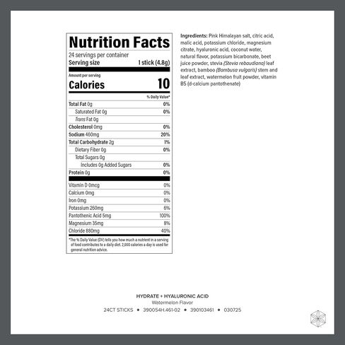 Isagenix Hydrate + حمض الهيالورونيك للمساعدة في تحسين رطوبة البشرة - ترطيب فائق مع 1625+ ملغ من الإلكتروليتات الأساسية - بدون سكر مضاف - نكهة البطيخ - 0.2 أونصة العصي - 24 حصة in Kuwait