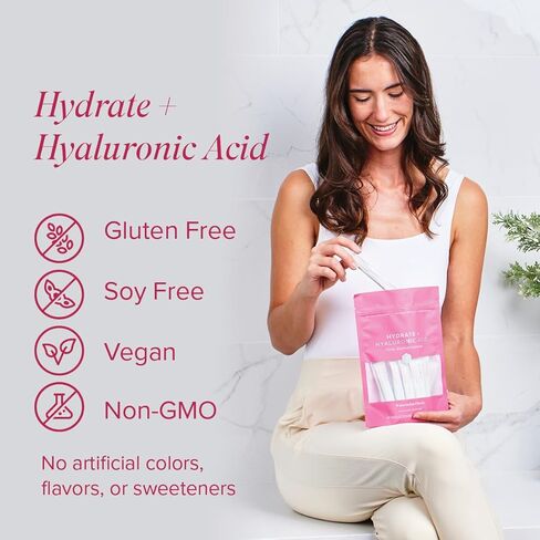 Isagenix Hydrate + حمض الهيالورونيك للمساعدة في تحسين رطوبة البشرة - ترطيب فائق مع 1625+ ملغ من الإلكتروليتات الأساسية - بدون سكر مضاف - نكهة البطيخ - 0.2 أونصة العصي - 24 حصة in Kuwait