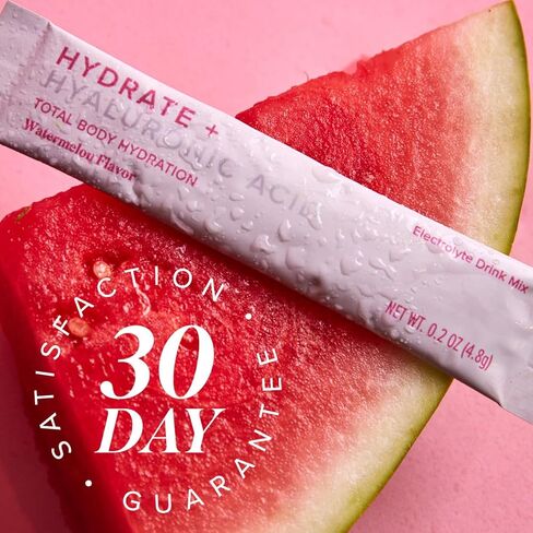 Isagenix Hydrate + حمض الهيالورونيك للمساعدة في تحسين رطوبة البشرة - ترطيب فائق مع 1625+ ملغ من الإلكتروليتات الأساسية - بدون سكر مضاف - نكهة البطيخ - 0.2 أونصة العصي - 24 حصة in Kuwait