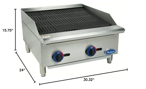 Globe C24CB-SR Chefmate 24 "شواية غاز اقتصادية Char Lava، 70.000 وحدة حرارية بريطانية، NSF in Saudi Arabia