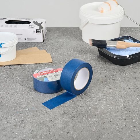 Restaurantware Painter Tape 2 Inch x 54 Yards 1 Roll Multi-Surface Blue Masking Tape Sticks for Upto 6 Days, Hand Tearable Without Leaving Residue Rubber Adhesion for Indoor Painting Use in Saudi Arabia