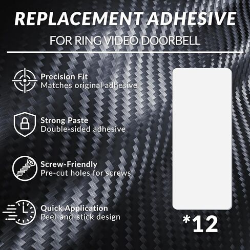 12 قطعة شريط مزدوج الجوانب لشريط تثبيت Ring Video Doorbell (الجيل الثاني) - شريط مزدوج الجوانب مقطوع مسبقًا | لا حفر ولا براغي | لاصق قوي للغاية للخشب والطوب والمعادن والجدران المطلية in Kuwait