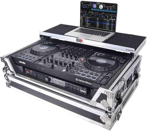 ProX XS-DDJFLX10WLT Flight Style Road Case for Pioneer DDJ-FLX10 DJ Controller| Environment-Friendly | Honeycomb Digital Surface | Heavy-Duty Protection Silver Hardware| Black color/Black Finish in Kuwait